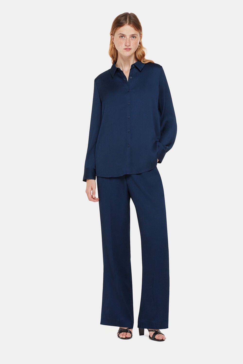 Navy Ellis Satin Trouser