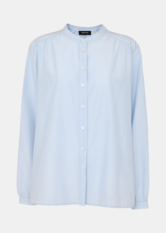 Pale Blue Silk Cotton Trapeze Shirt