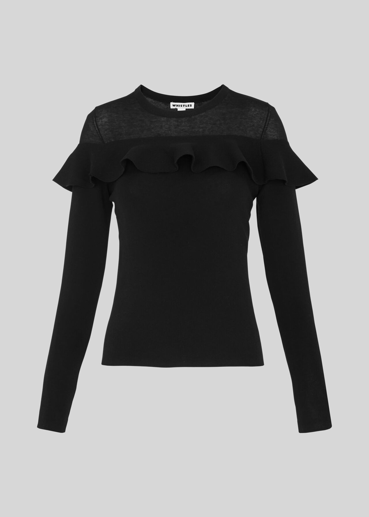 Crop Frill Yoke Sweater Black