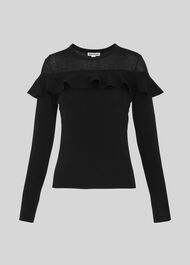 Crop Frill Yoke Sweater Black