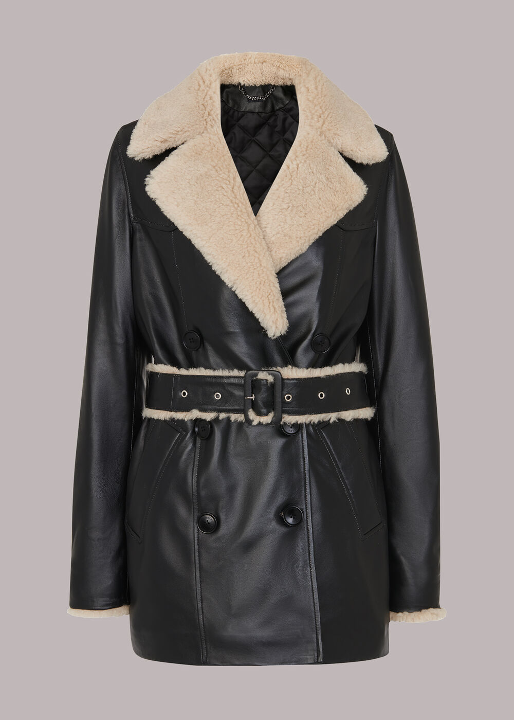 Maya Leather Belted Coat