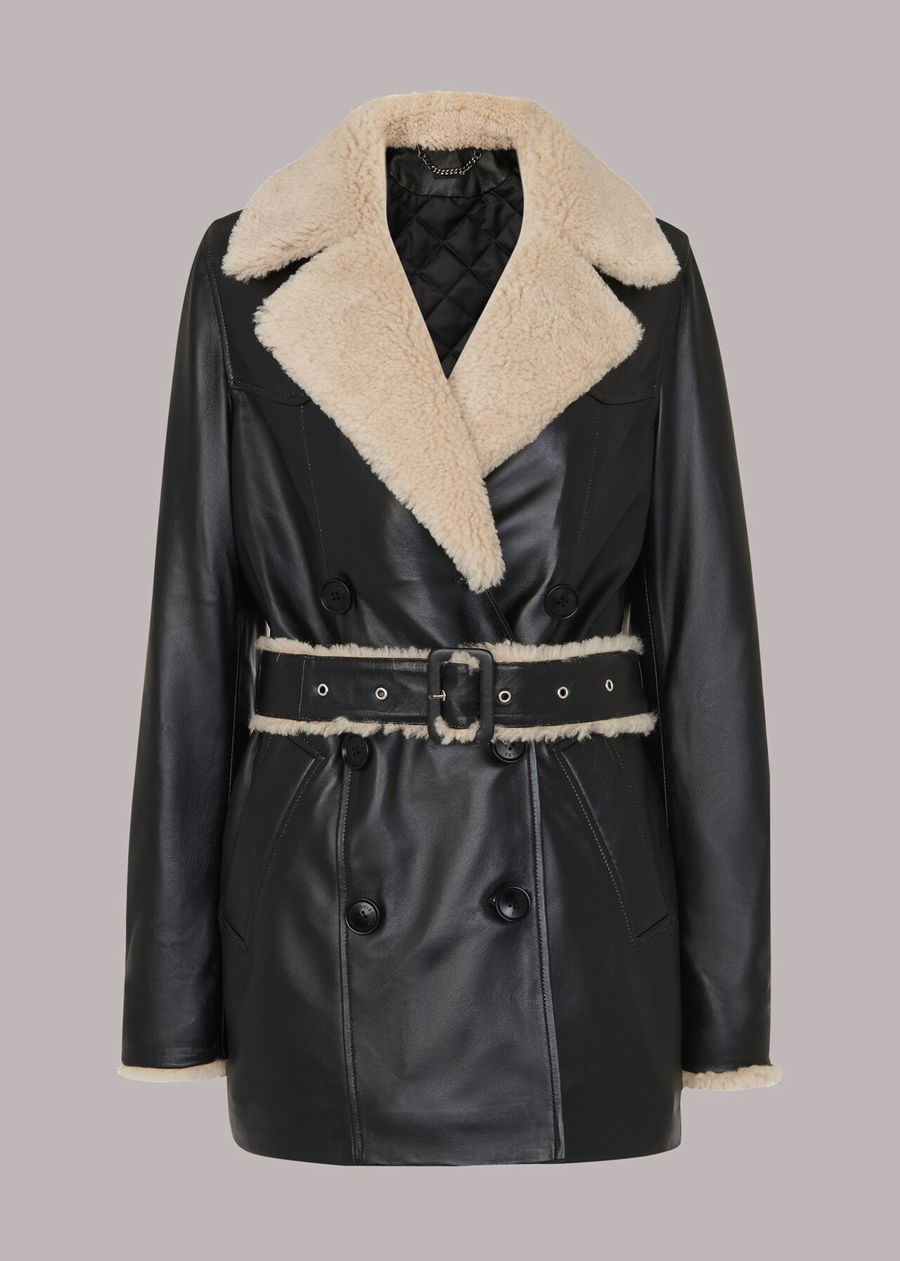 Maya Leather Belted Coat