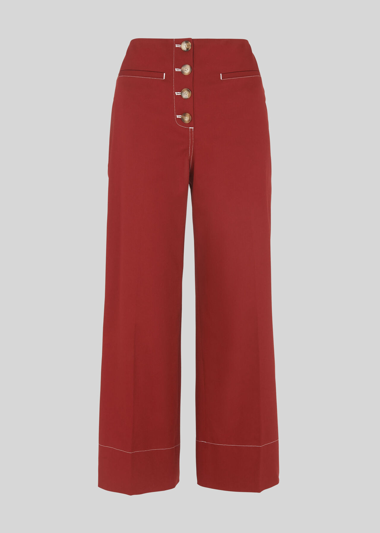 Heidi Button Front Trouser Rust