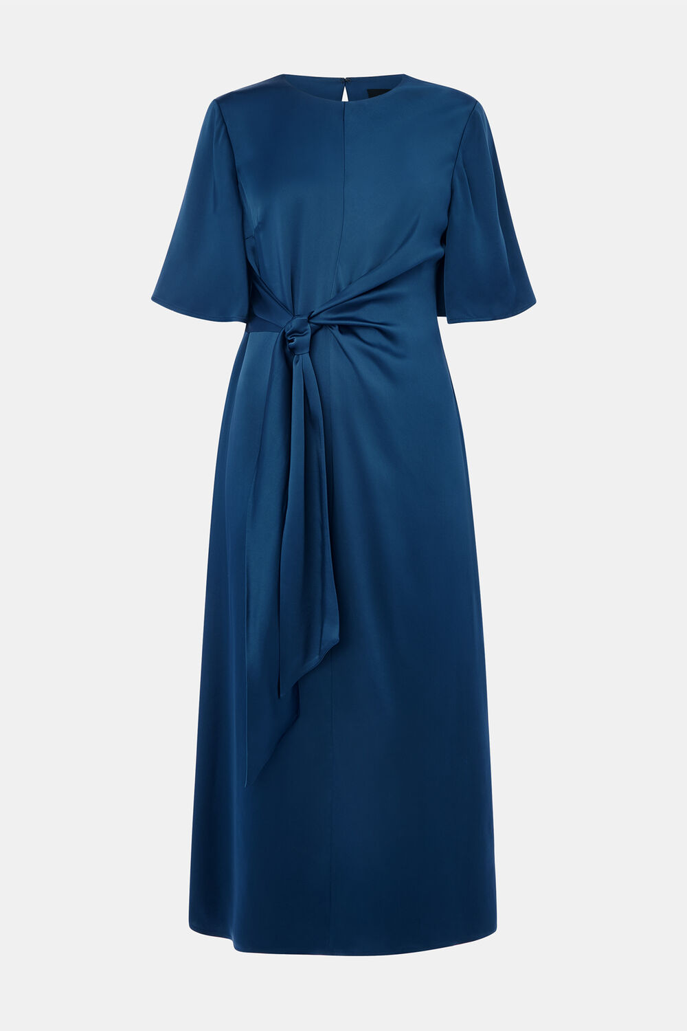 Satin Twist Waist Midi Dress