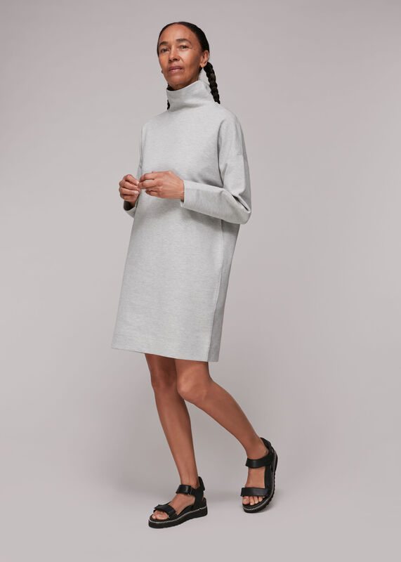 Grey Marl Mock Neck Sweater Dress