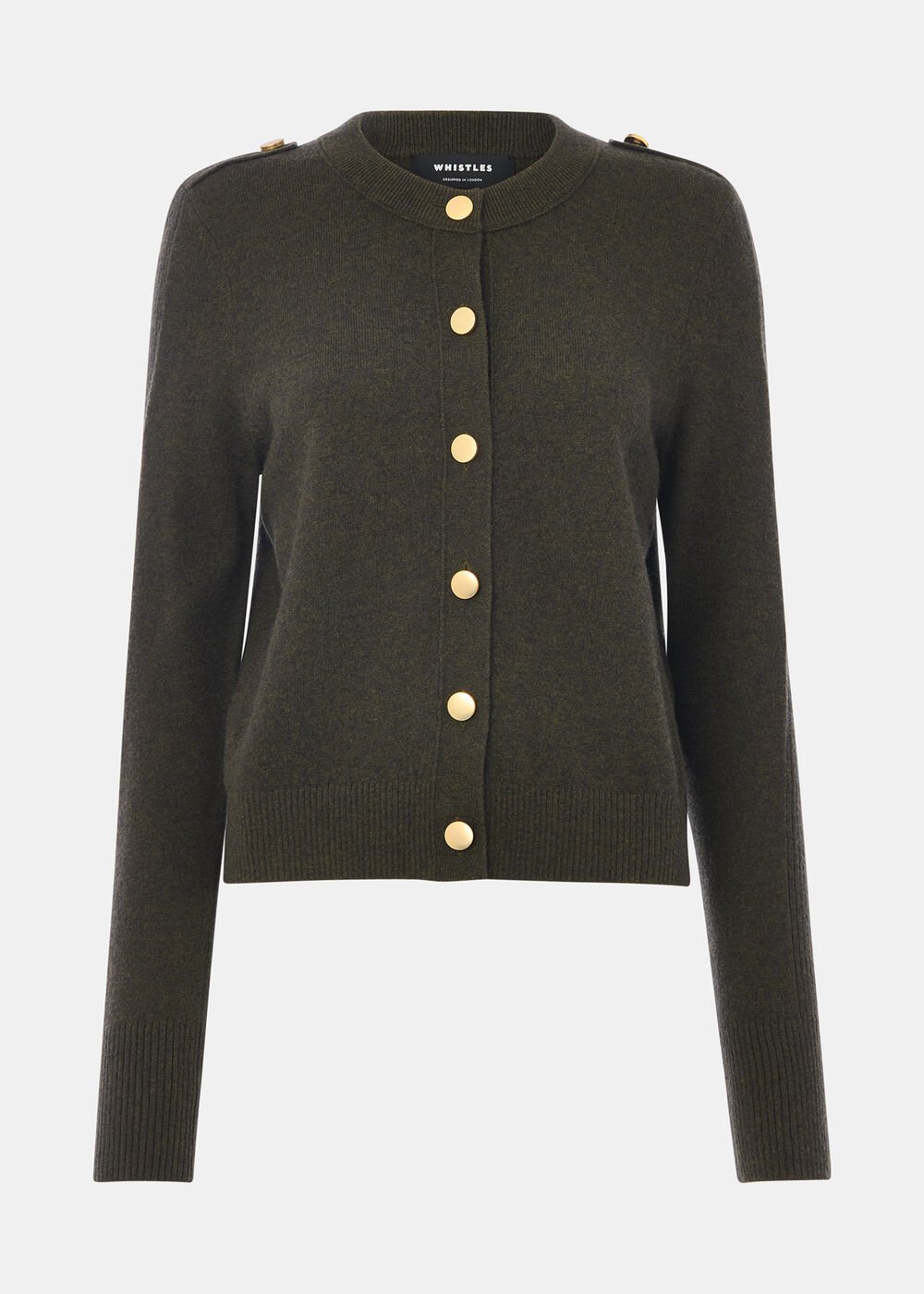 Military Crew Neck Cardigan