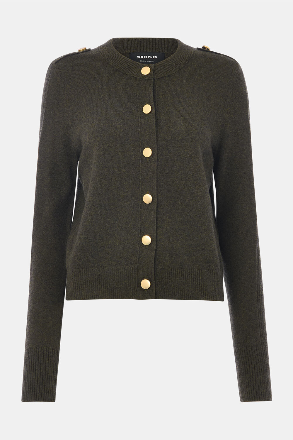 Khaki Military Crew Neck Cardigan