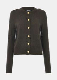 Military Crew Neck Cardigan