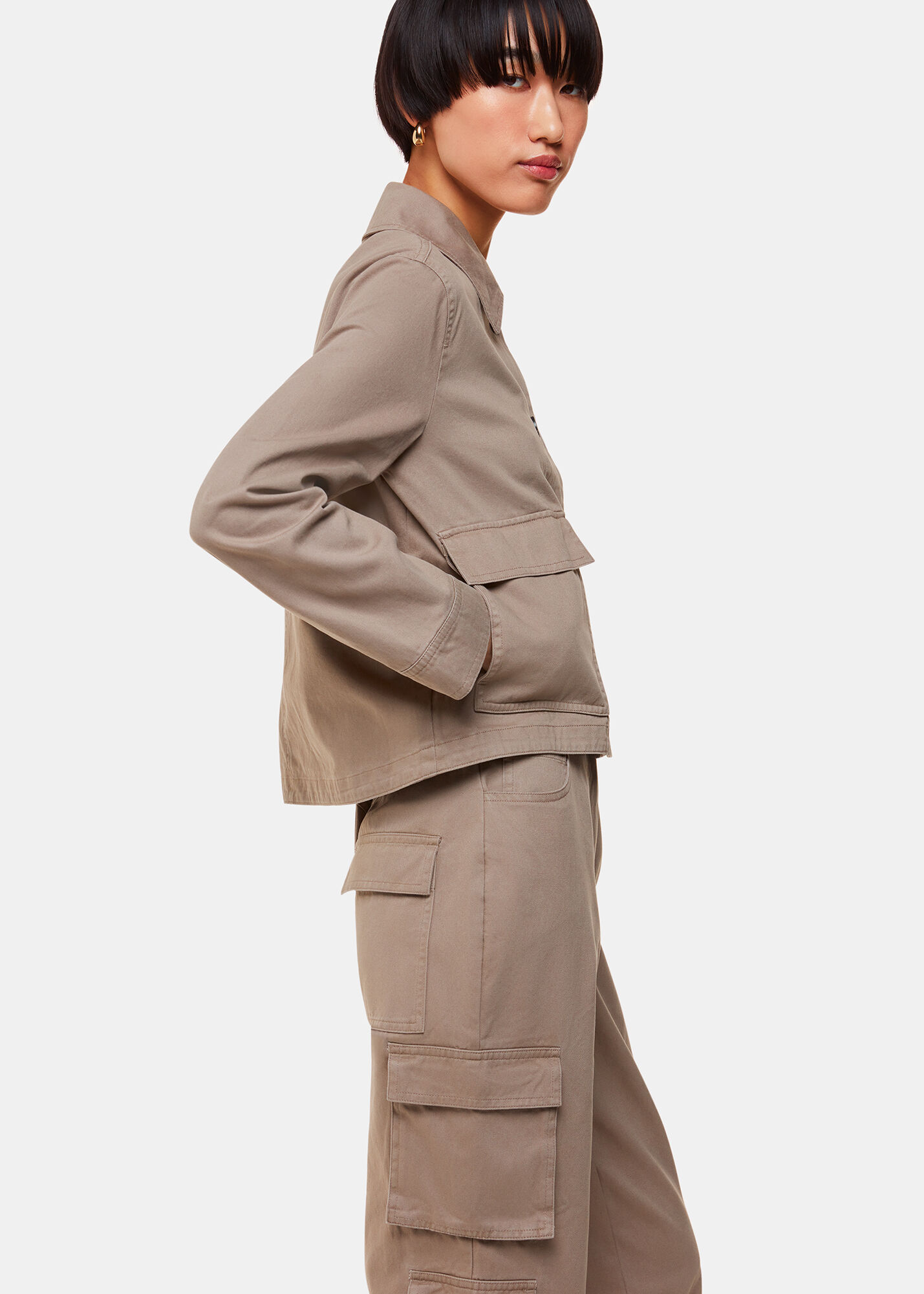 Taupe Phoebe Casual Utility Trouser WHISTLES Whistles UK