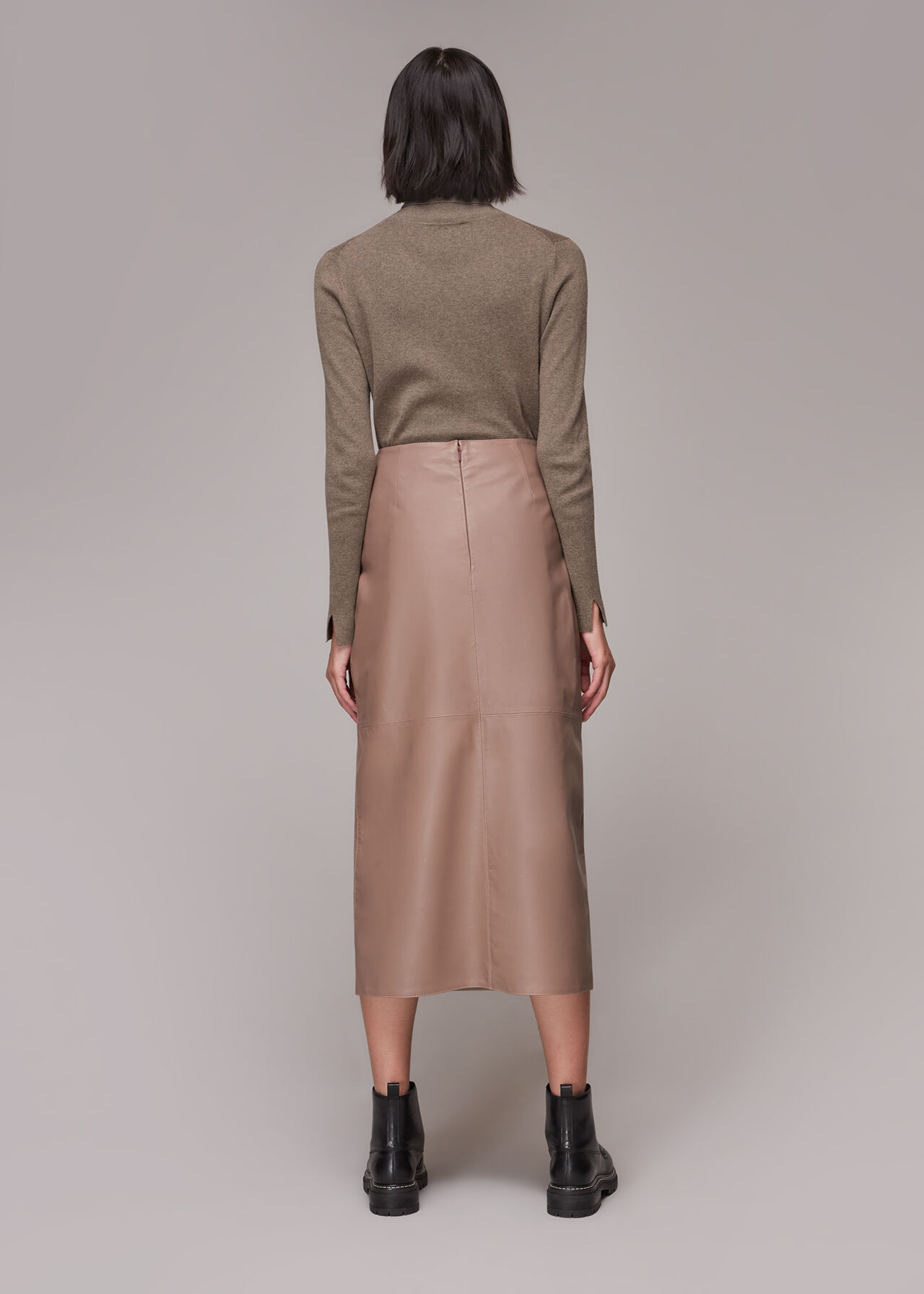Tie Side Leather Skirt