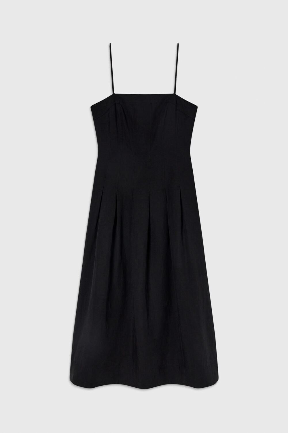 Linen Blend Waisted Midi Dress