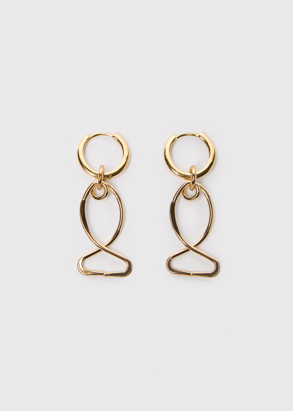 Gold Fish Outline Hoop Earring
