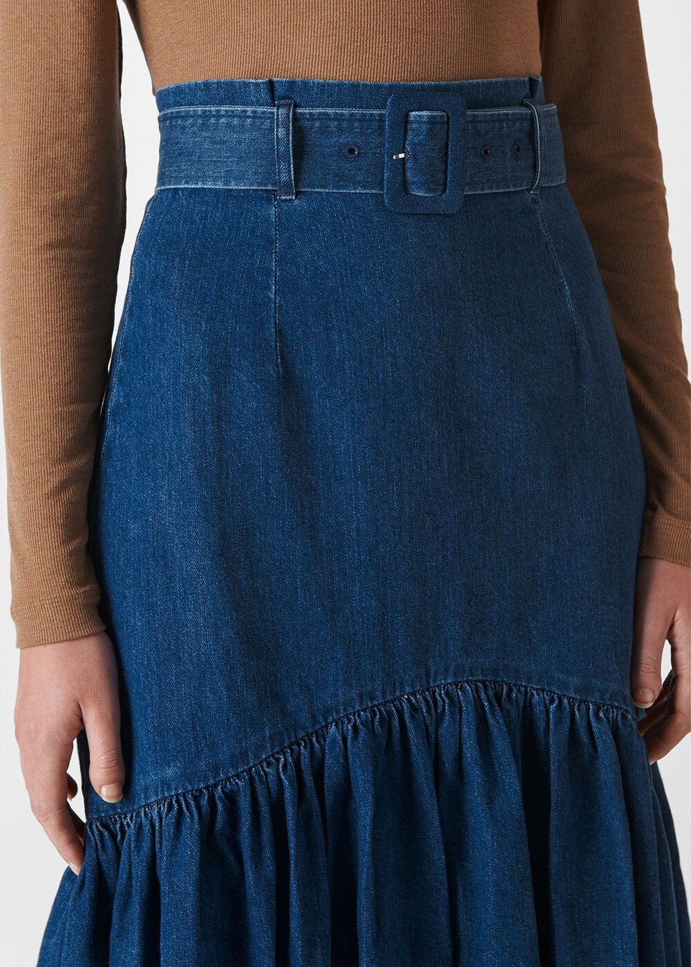Denim Dropped Waist Skirt