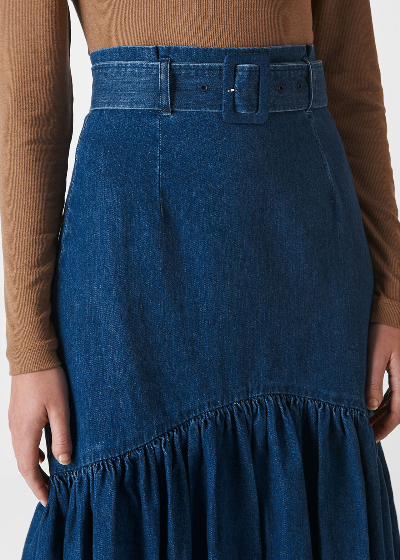 Denim Dropped Waist Skirt