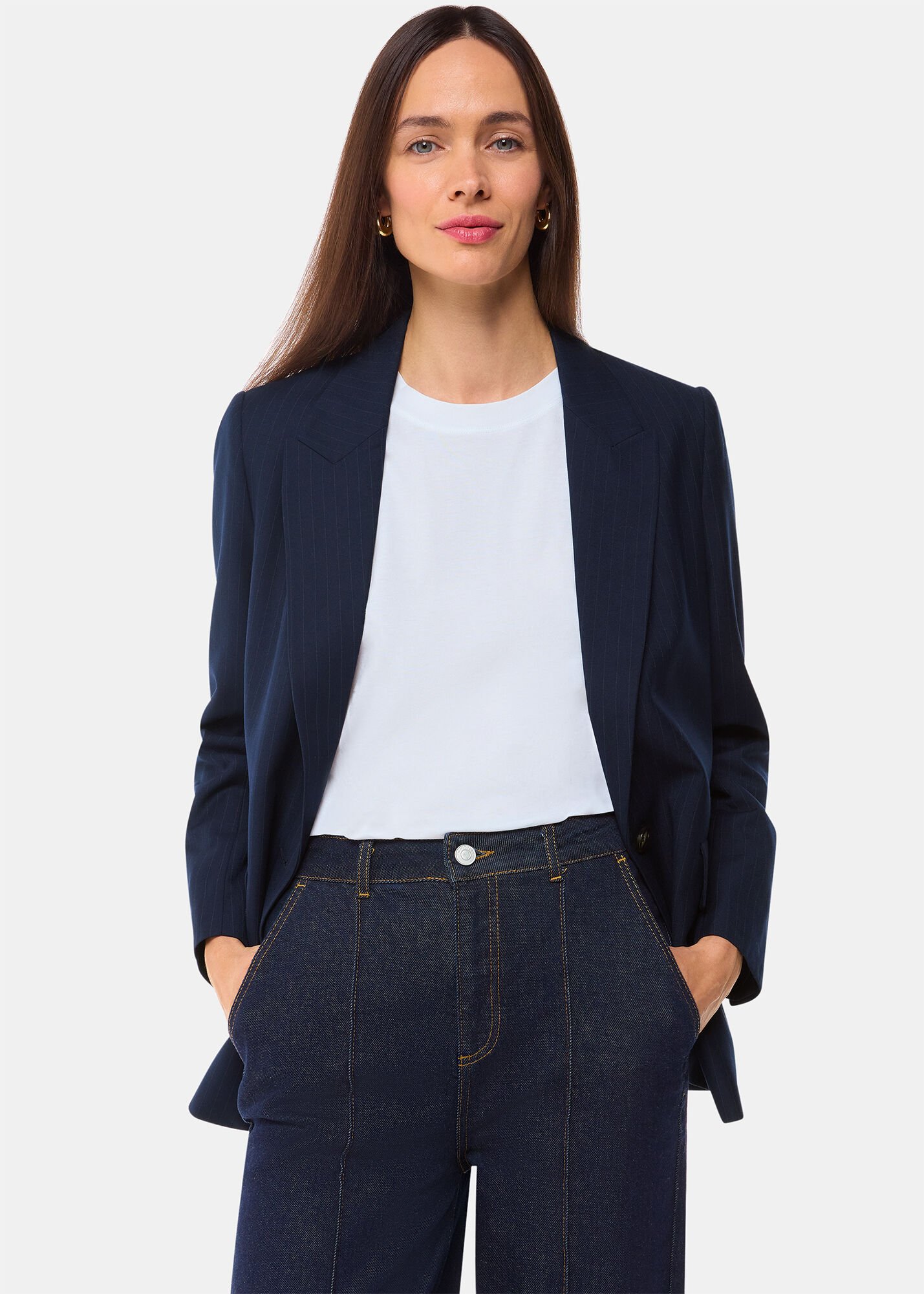Whistles navy blazer top