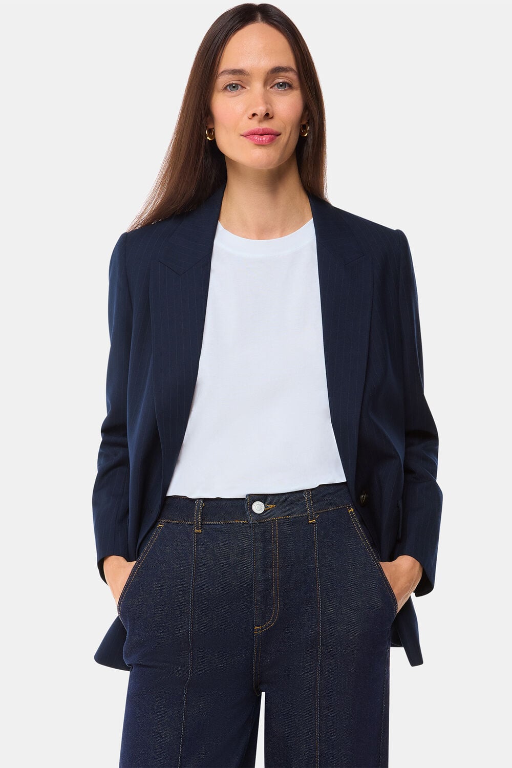 Navy Pinstripe Blazer