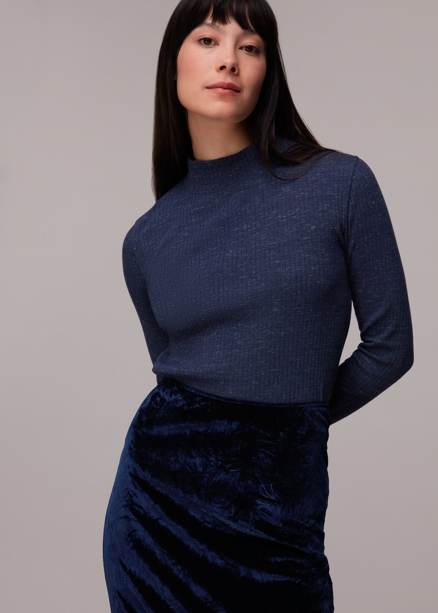 Navy velour skirt cheap