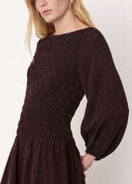 Checked Shirred Dress