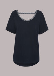 Cut Out Back Relaxed T-shirt Navy