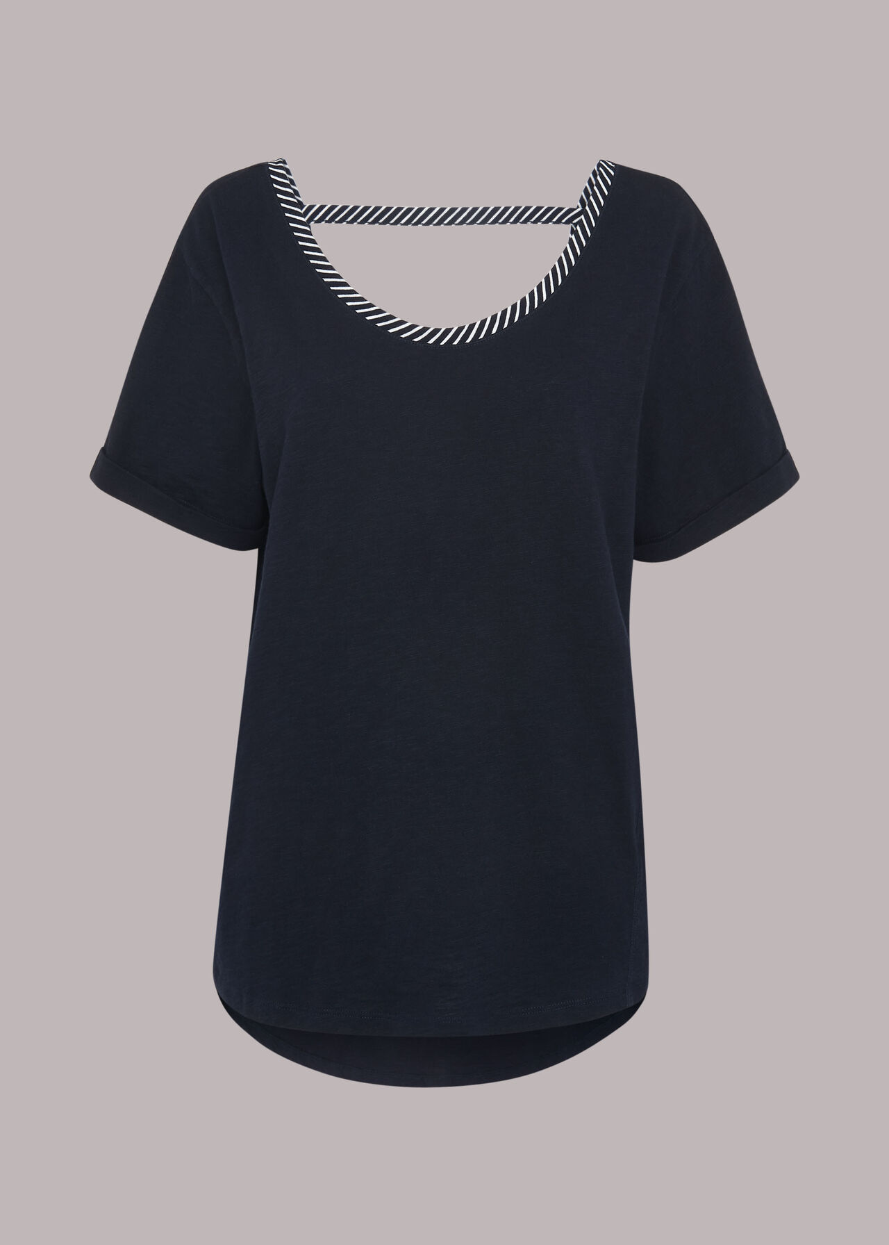 Cut Out Back Relaxed T-shirt Navy