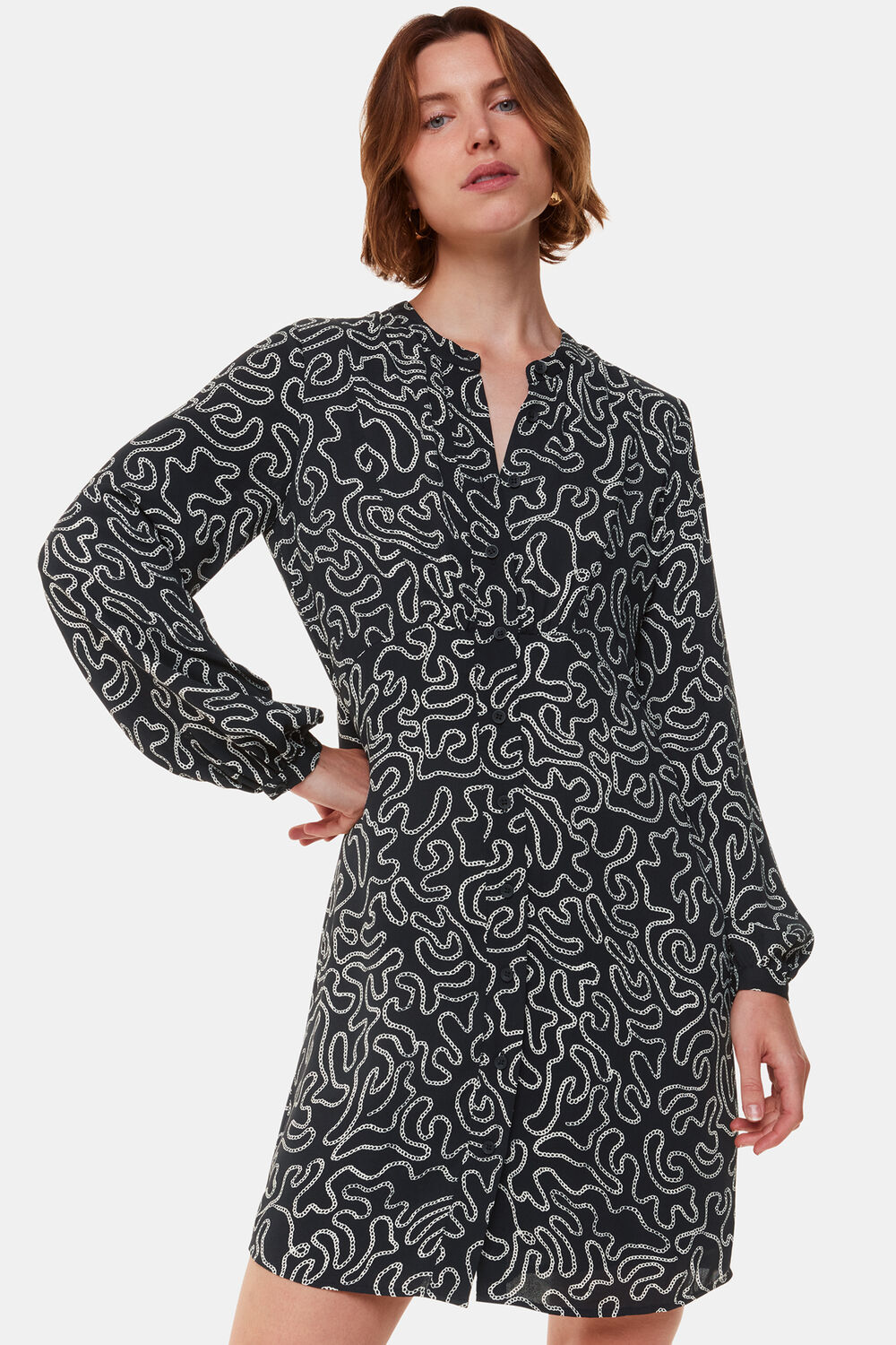 Black Chain Print Flippy Dress