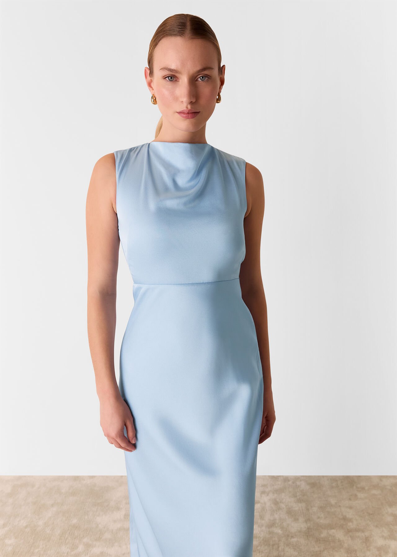 Cowl Neck Satin Maxi Dress