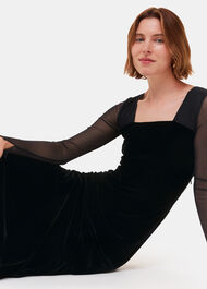 Mesh Sleeve Velvet Dress