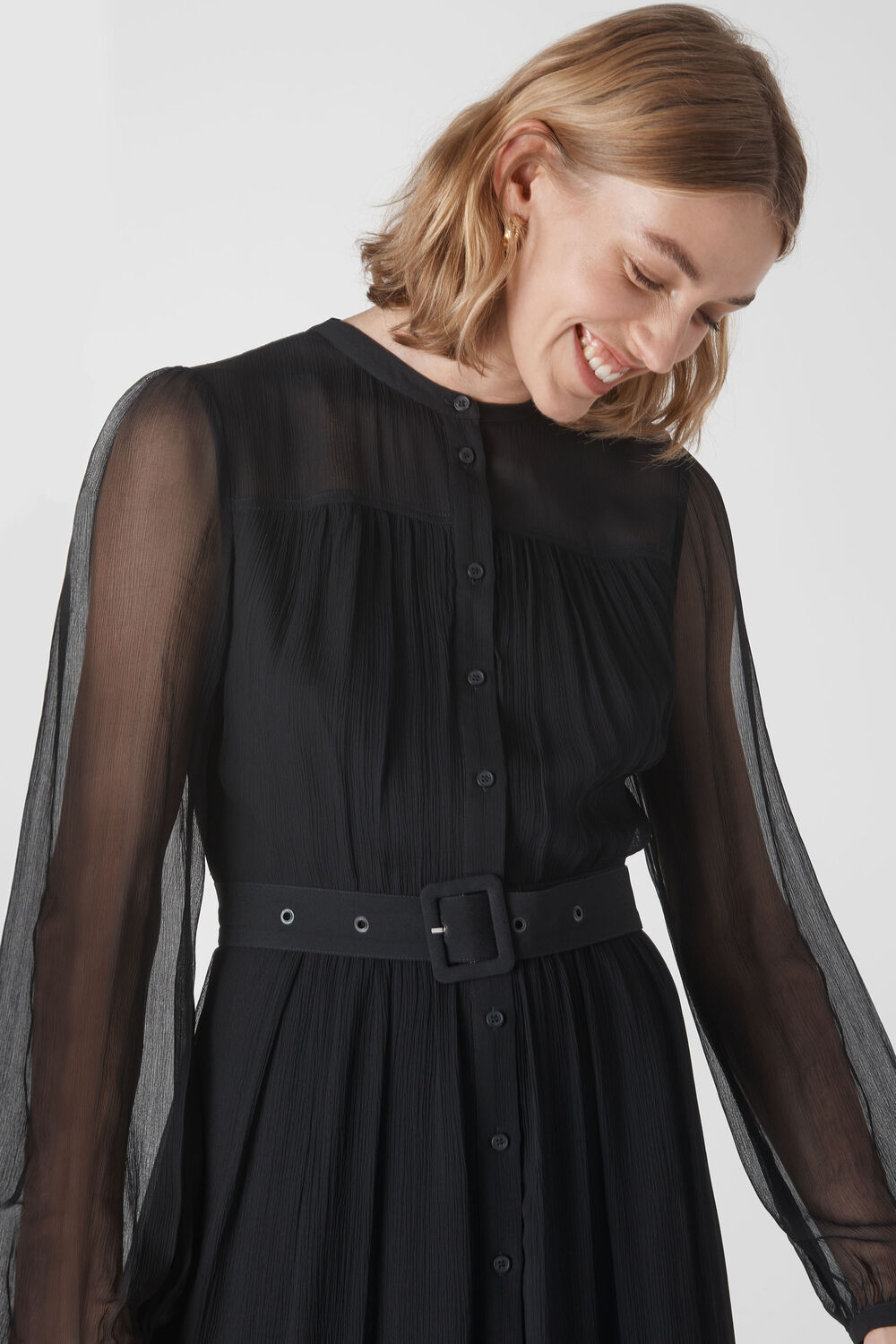Bethany Belted Midi Dress Black