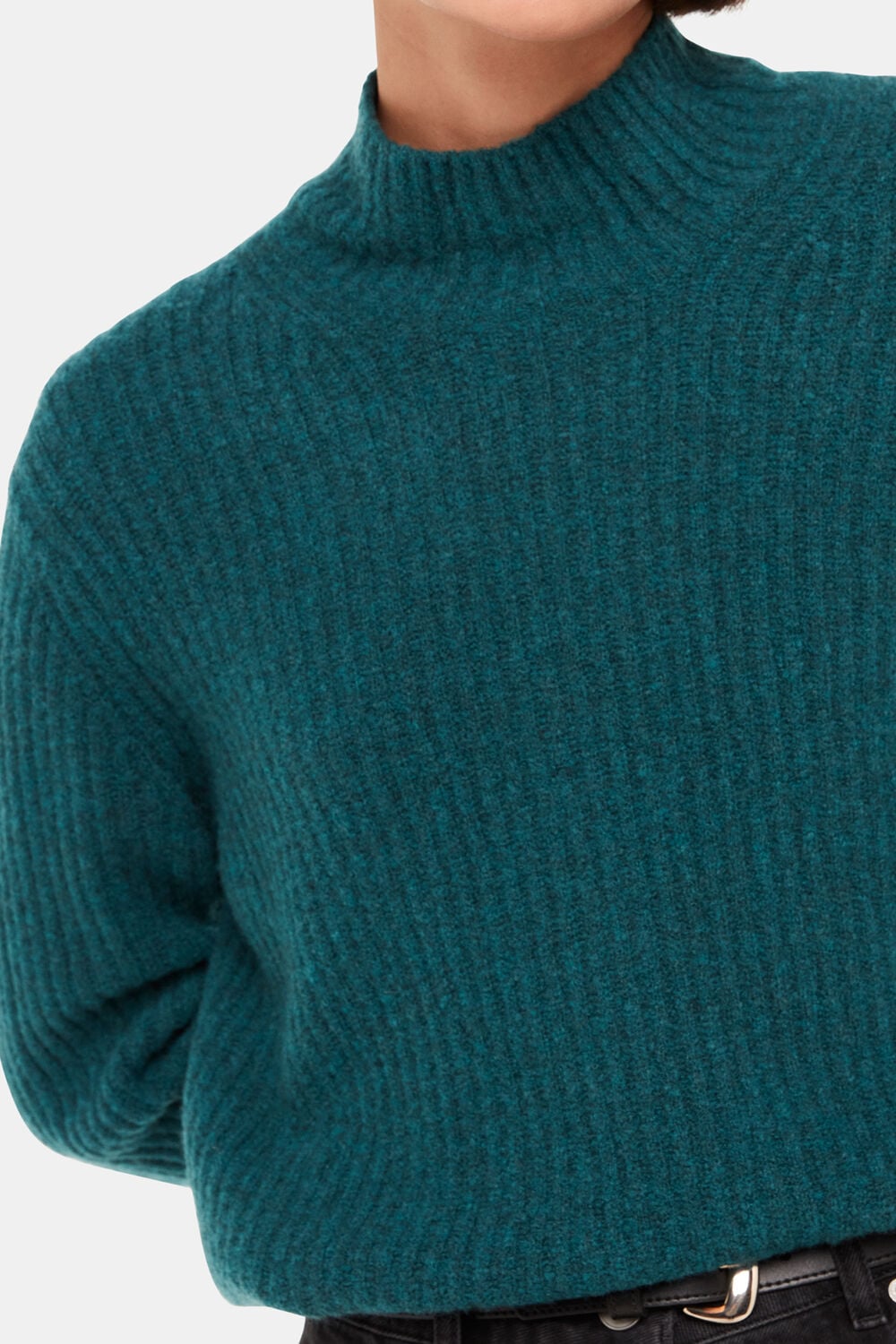 Wool Mix Rib Funnel Neck
