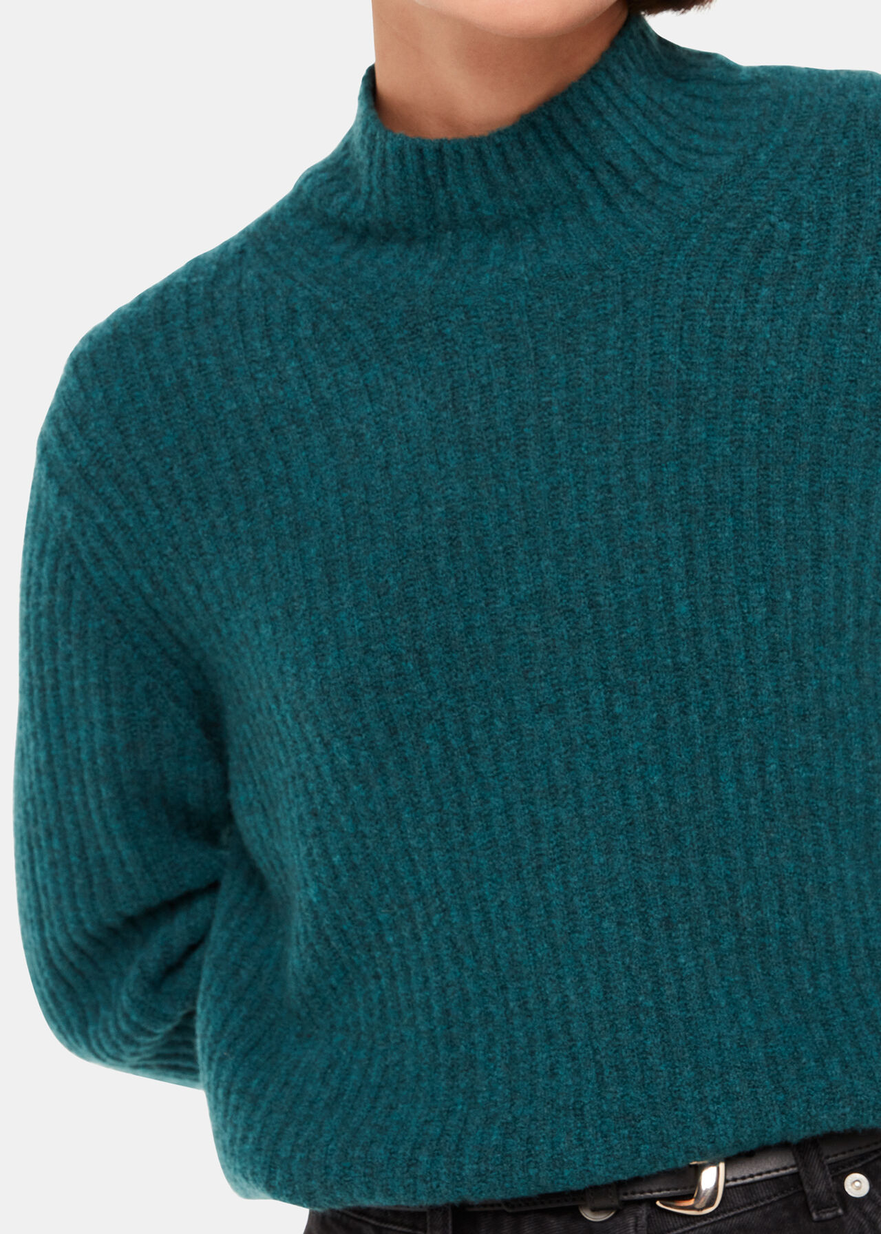 Wool Mix Rib Funnel Neck