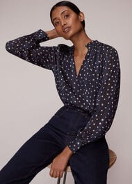Satin Stripe Spot Blouse