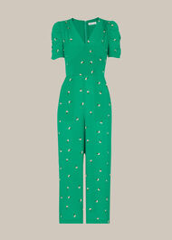 Romantic Floral Print Jumpsuit Green/Multi