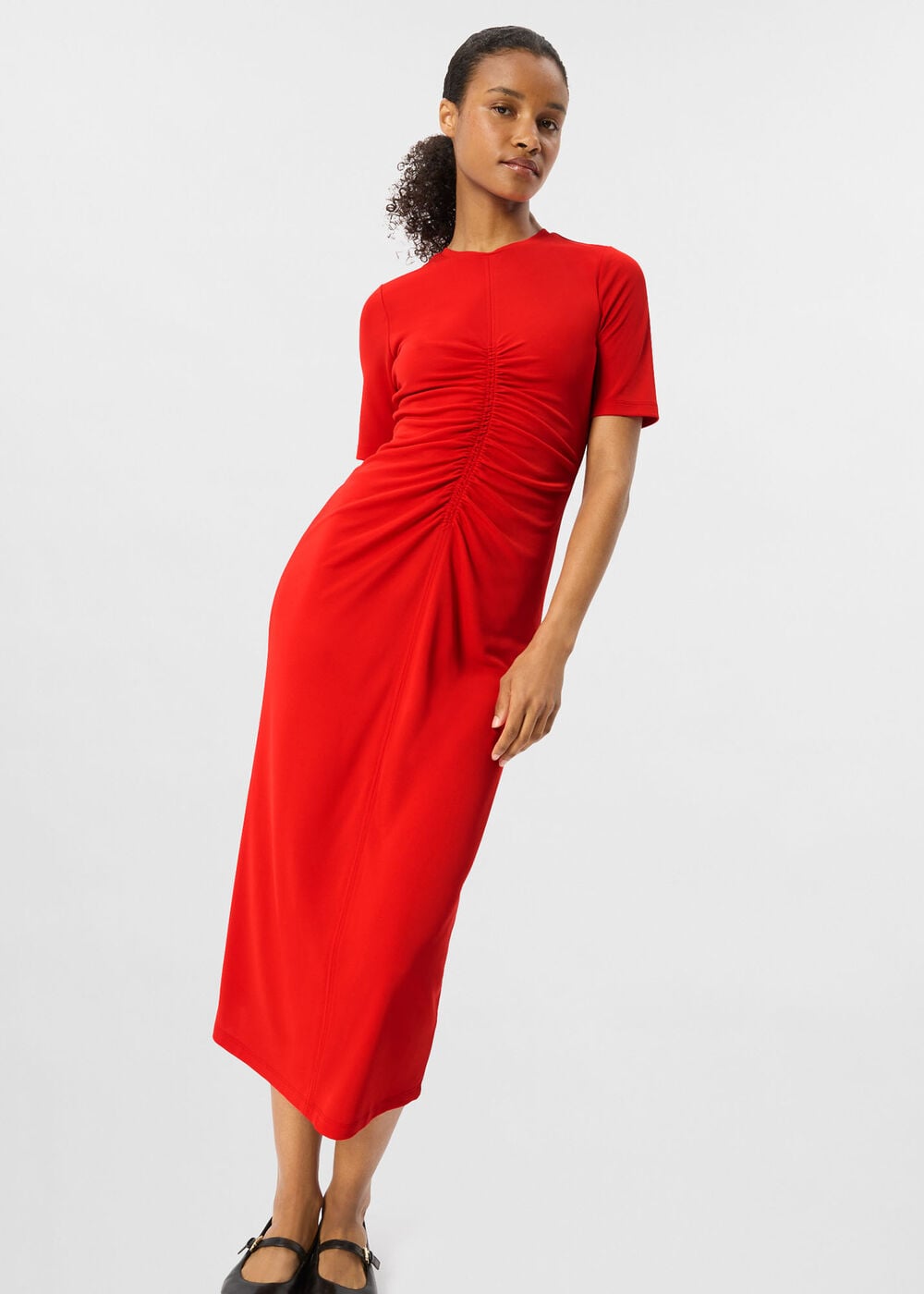 Gathered Jersey Midi Dress
