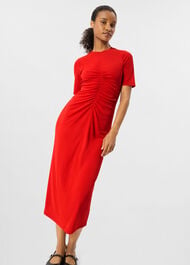 Gathered Jersey Midi Dress
