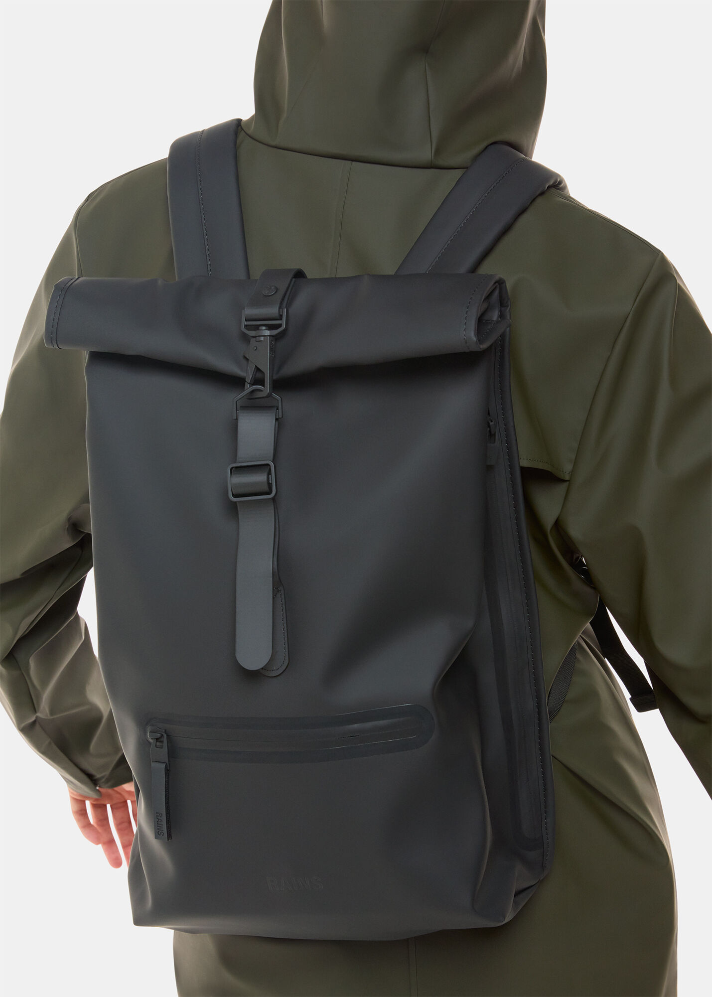 Black Rains Roll Top Backpack WHISTLES Whistles UK