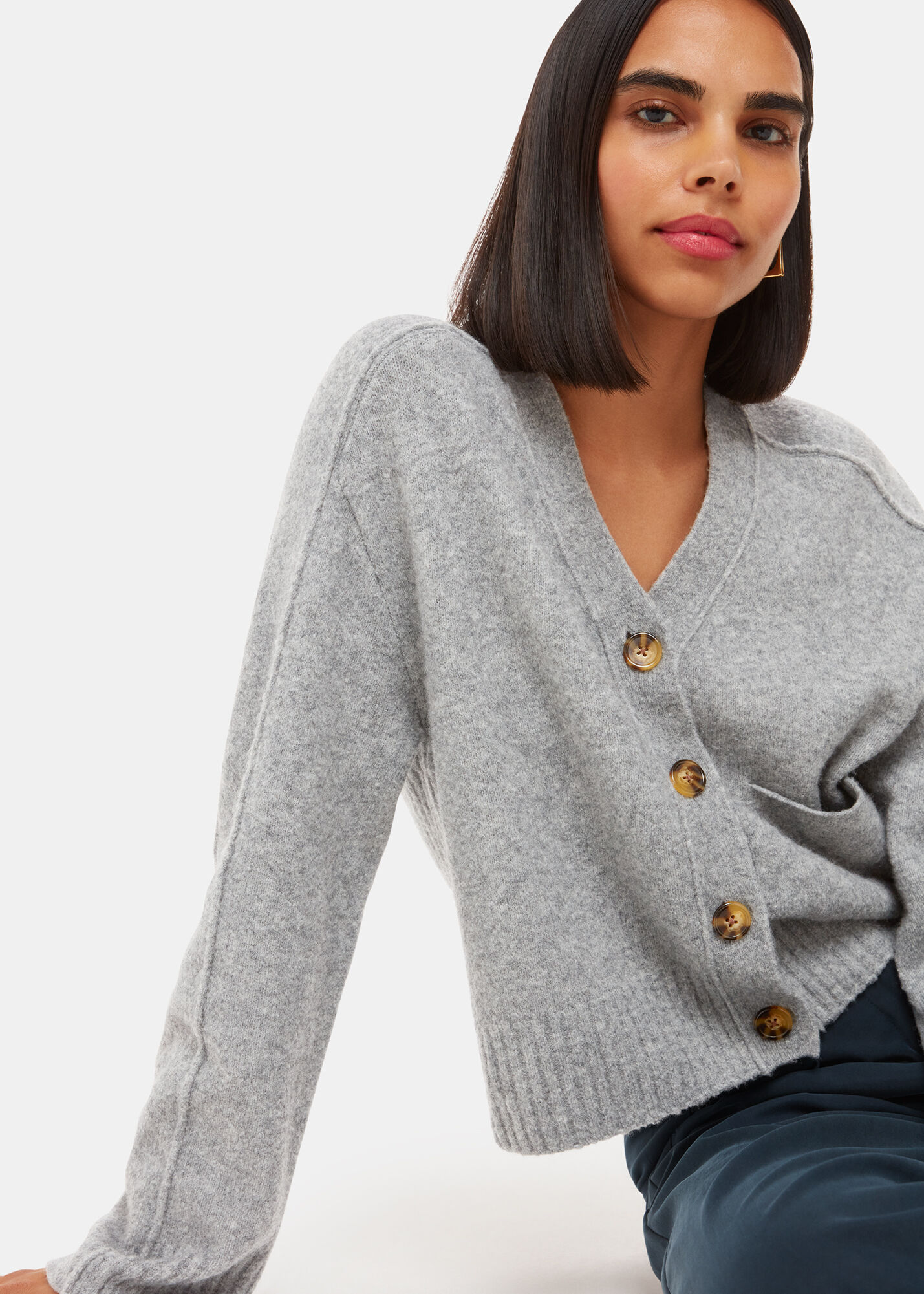 Wool Mix Pocket Cardigan | Whistles UK | Wool Mix Pocket Cardigan | Whistles UK |
