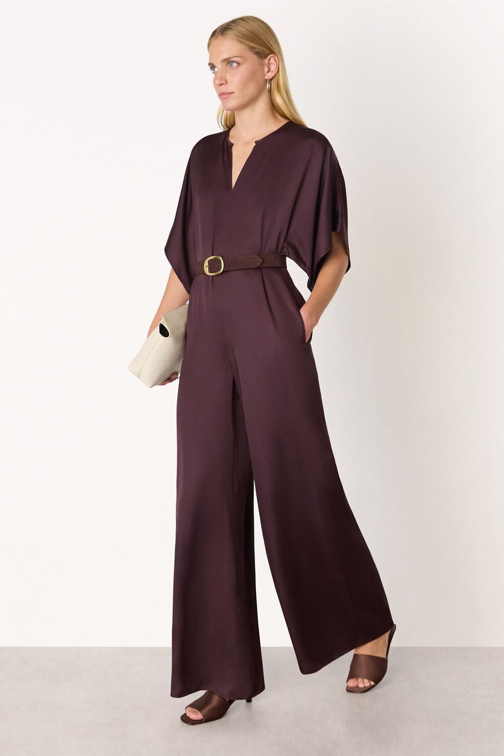 Satin Short Sleeve Jumpsuit