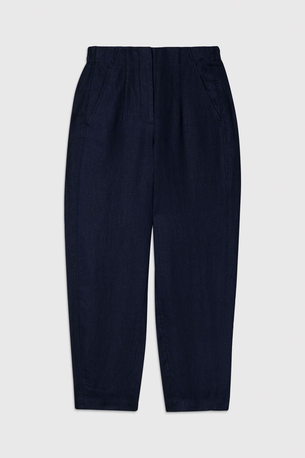 Petite Linen Barrel Leg Trouser