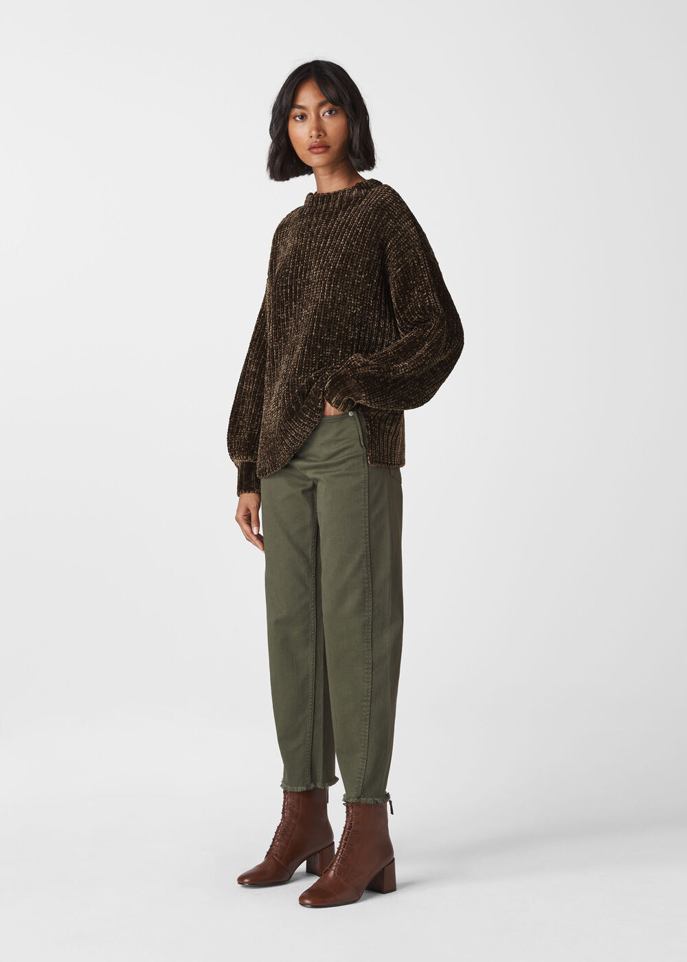 Chenille Full Sleeve Sweater Khaki