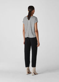 Fine Stripe Relaxed Linen Tee Black and White