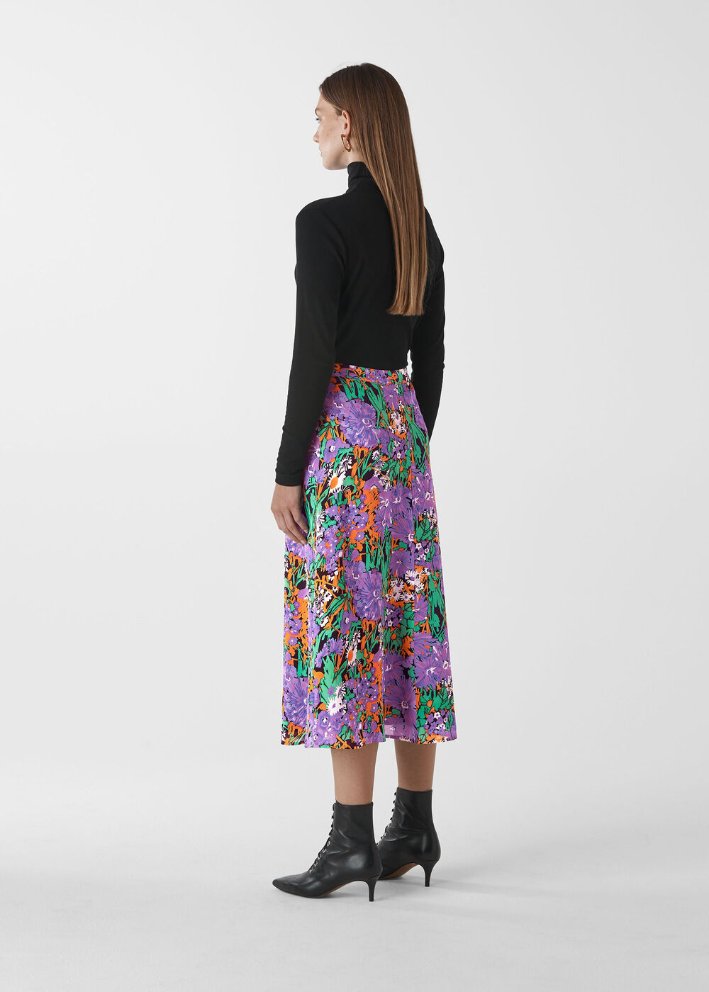 Simone Floral Print Silk Skirt