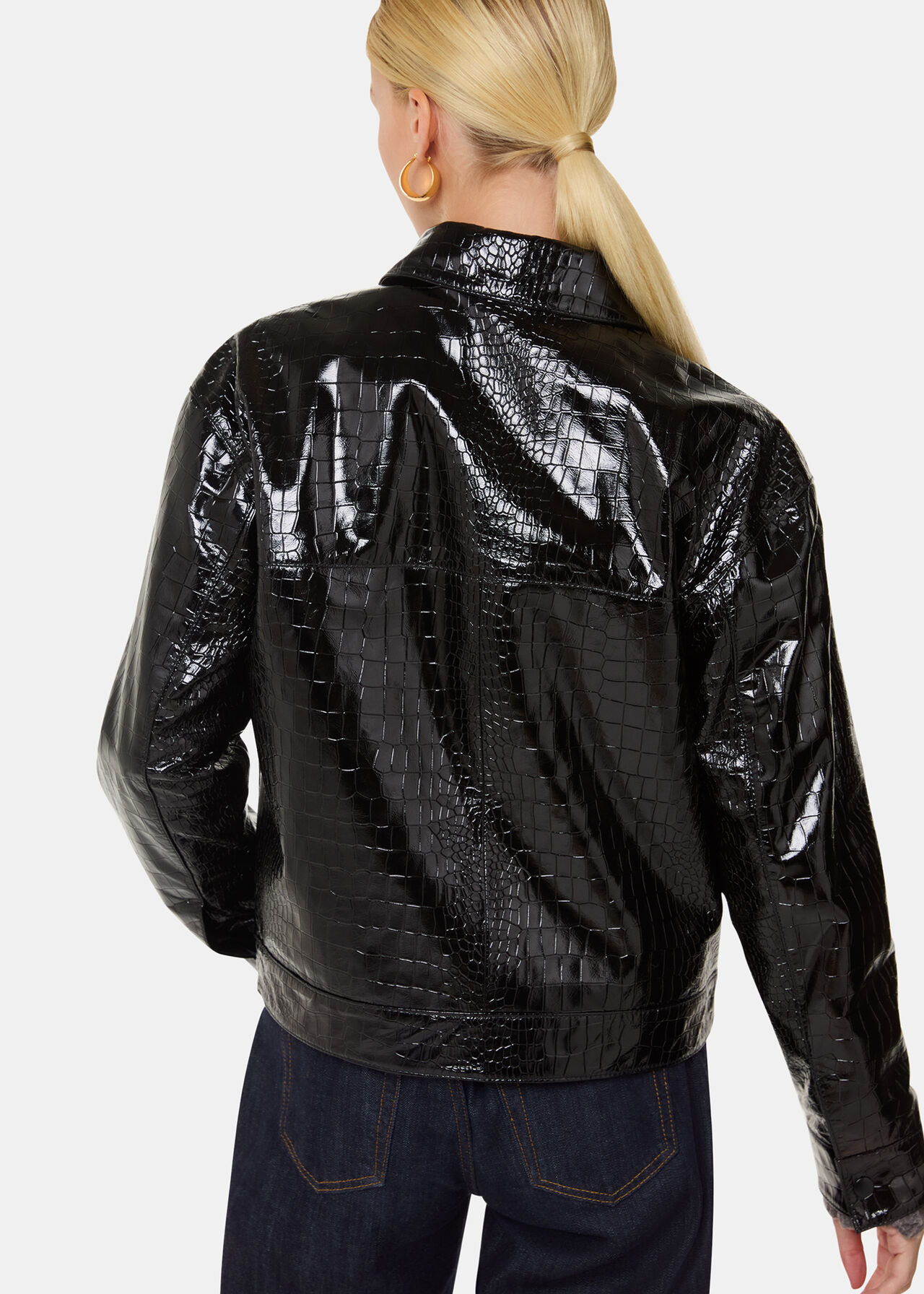 Casi Patent Leather Croc Biker