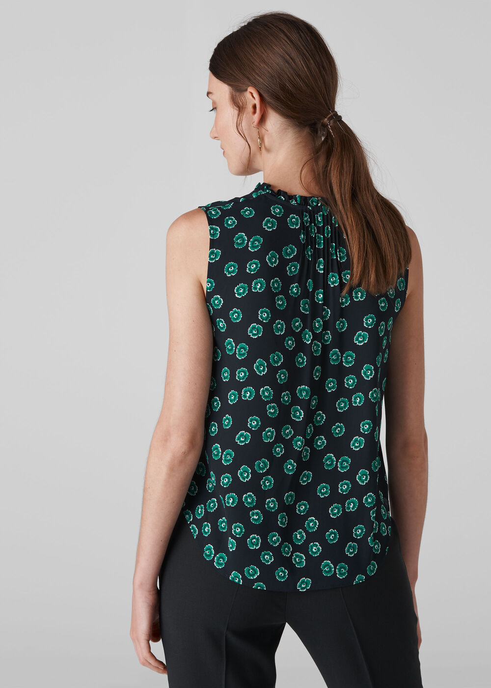 Maddie Lenno Print Frill Top Green/Multi