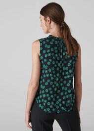Maddie Lenno Print Frill Top Green/Multi