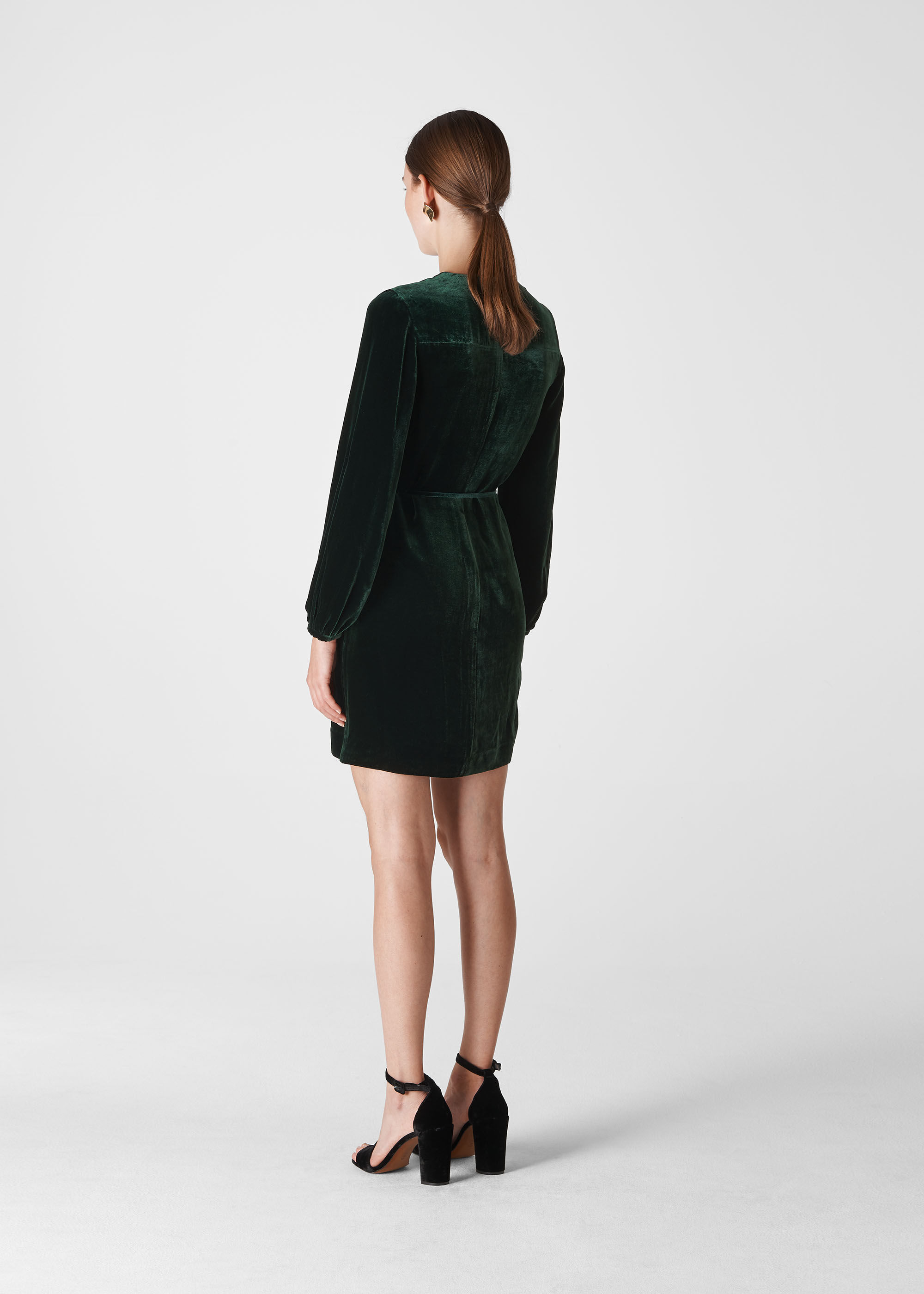 whistles green velvet dress