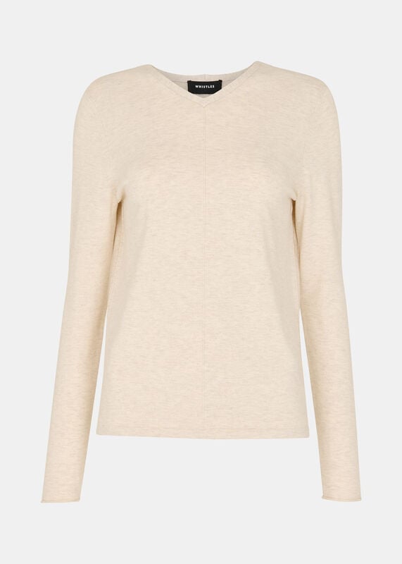 Oatmeal Mila V Neck Knit