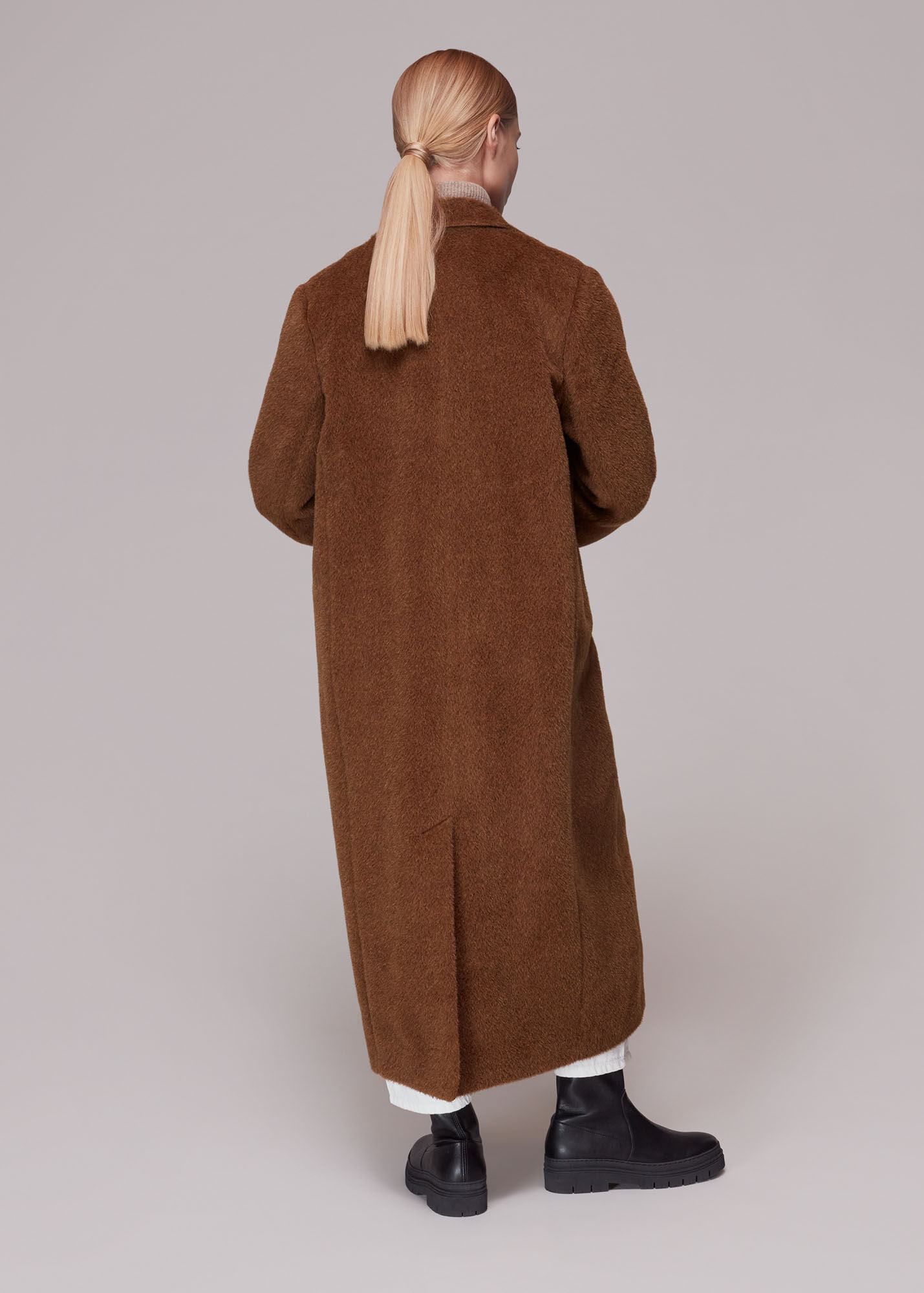 Chocolate Emma Alpaca Mix Luxe Coat WHISTLES