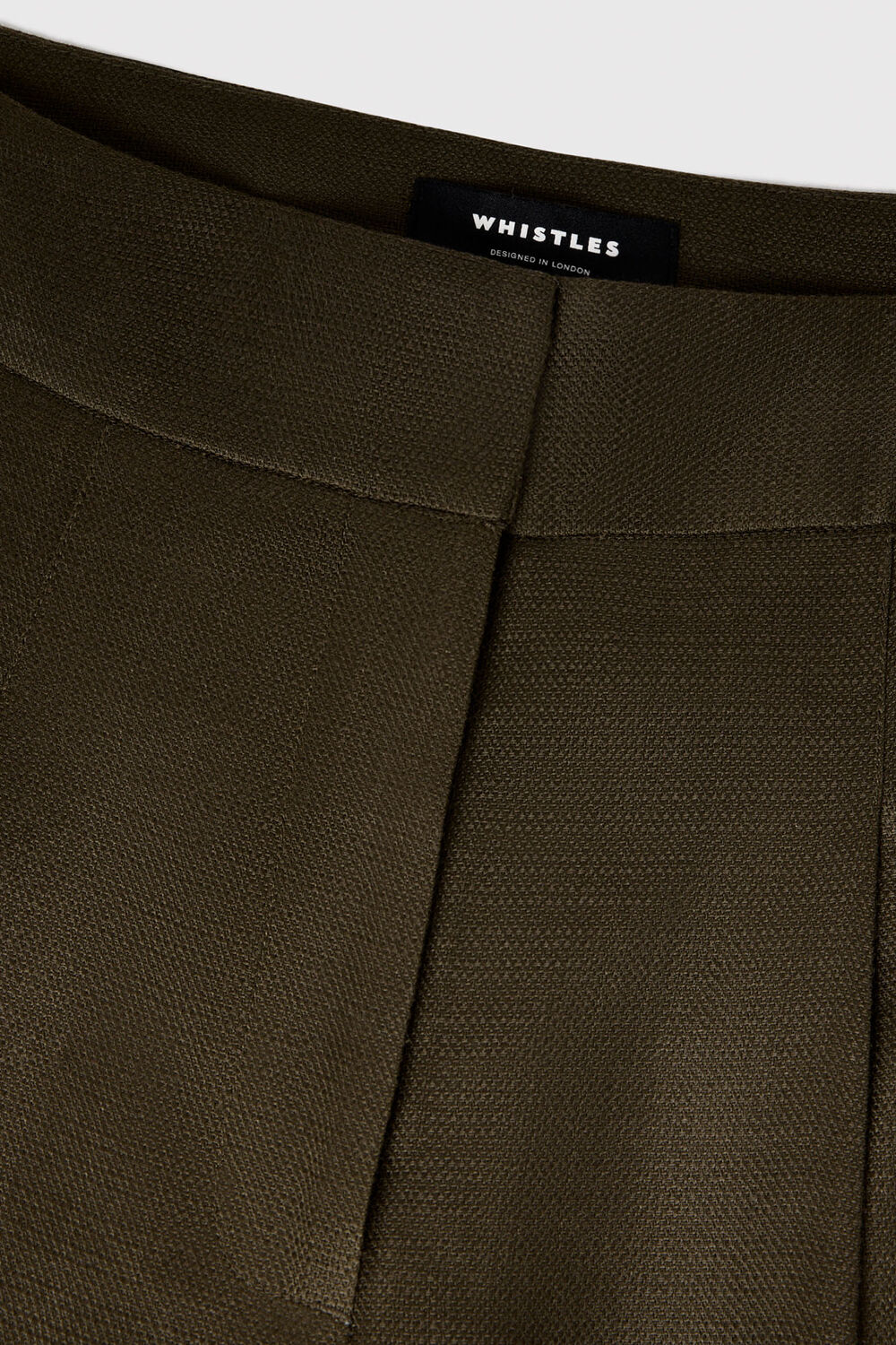 Khaki Wide Leg Hopsack Trouser