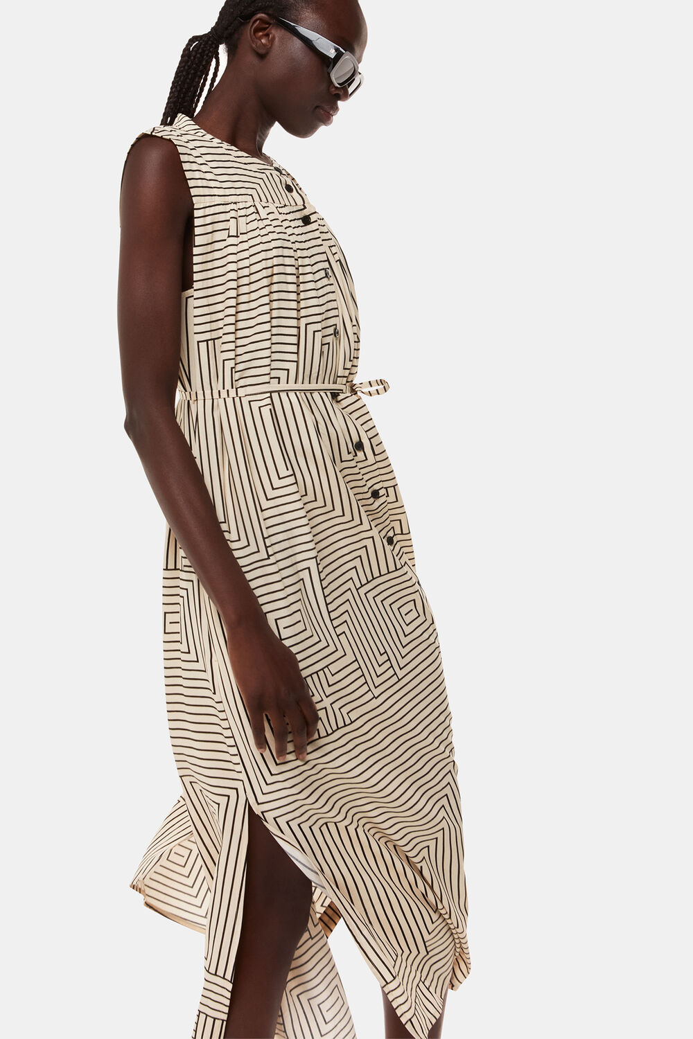 Ivory Angled Stripe Ilana Dress
