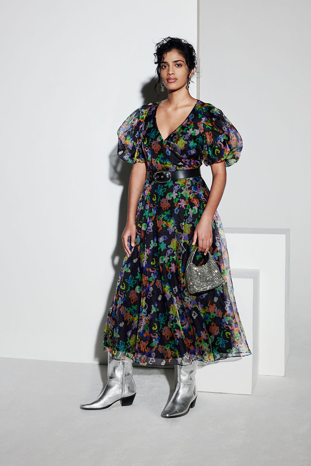 Scribble Organza Silk Dress